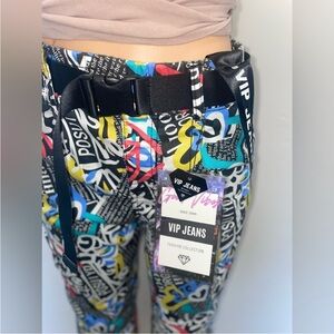 NWT VIP Jean fashion collection urban graffiti style size 9 juniors